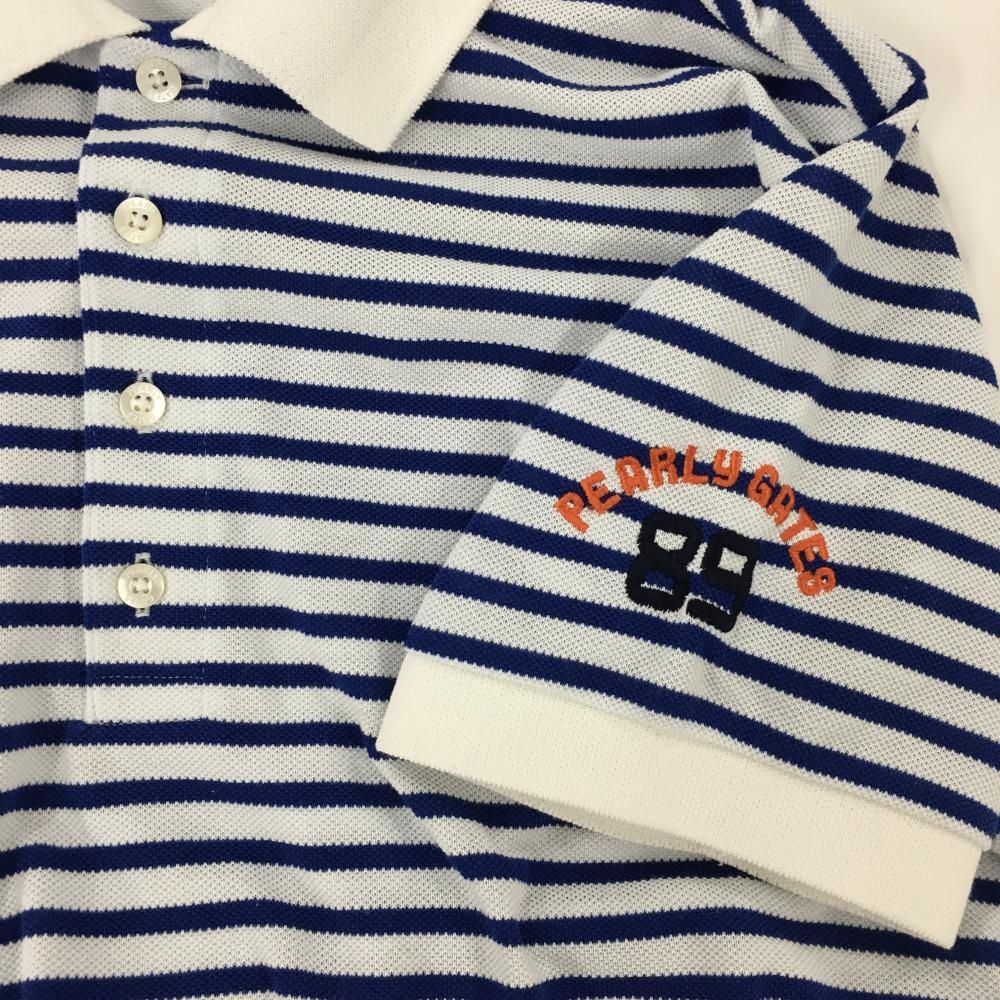 ☆SALE価格☆パーリーゲイツ 半袖ポロシャツ 白×ブルー ボーダー