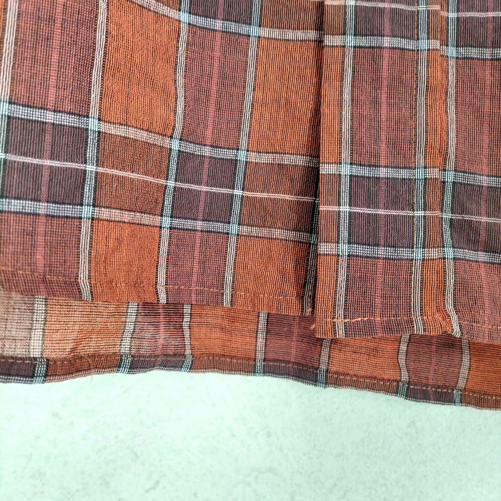 ［美品］FACETASM チェック柄 フリンジシャツ FACETASM - CHECK ZIPPER SHIRT （ORANGE×BLUE） / チェック柄
