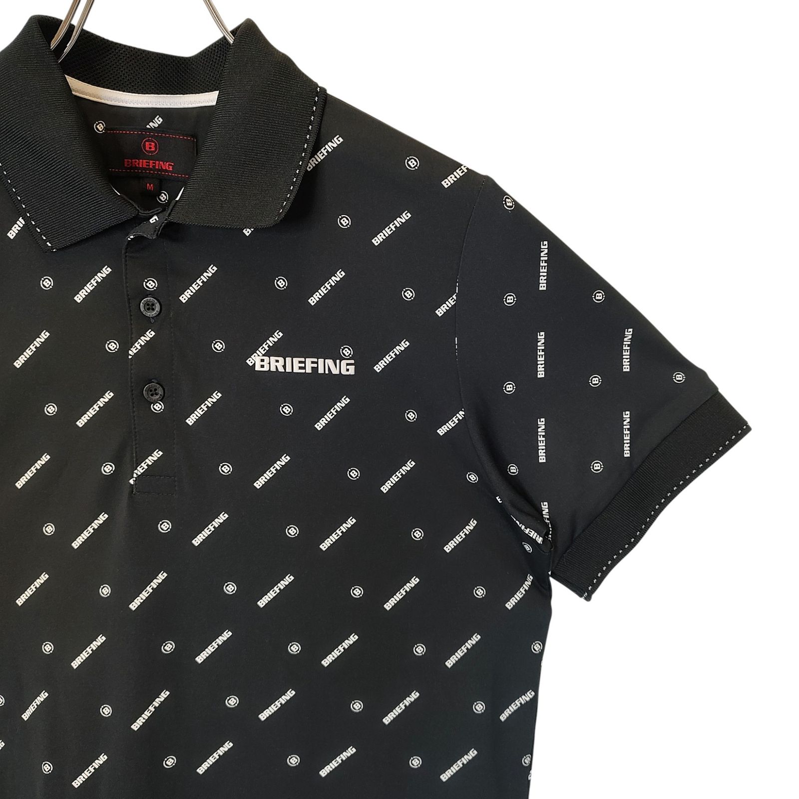 【最安値激安】 BRIEFING GOLF ブリーフィングゴルフ 24SS MONOGRAM POLO 半袖 ポロシャツ BRG241M64 M ブラック|ホワイト メンズ