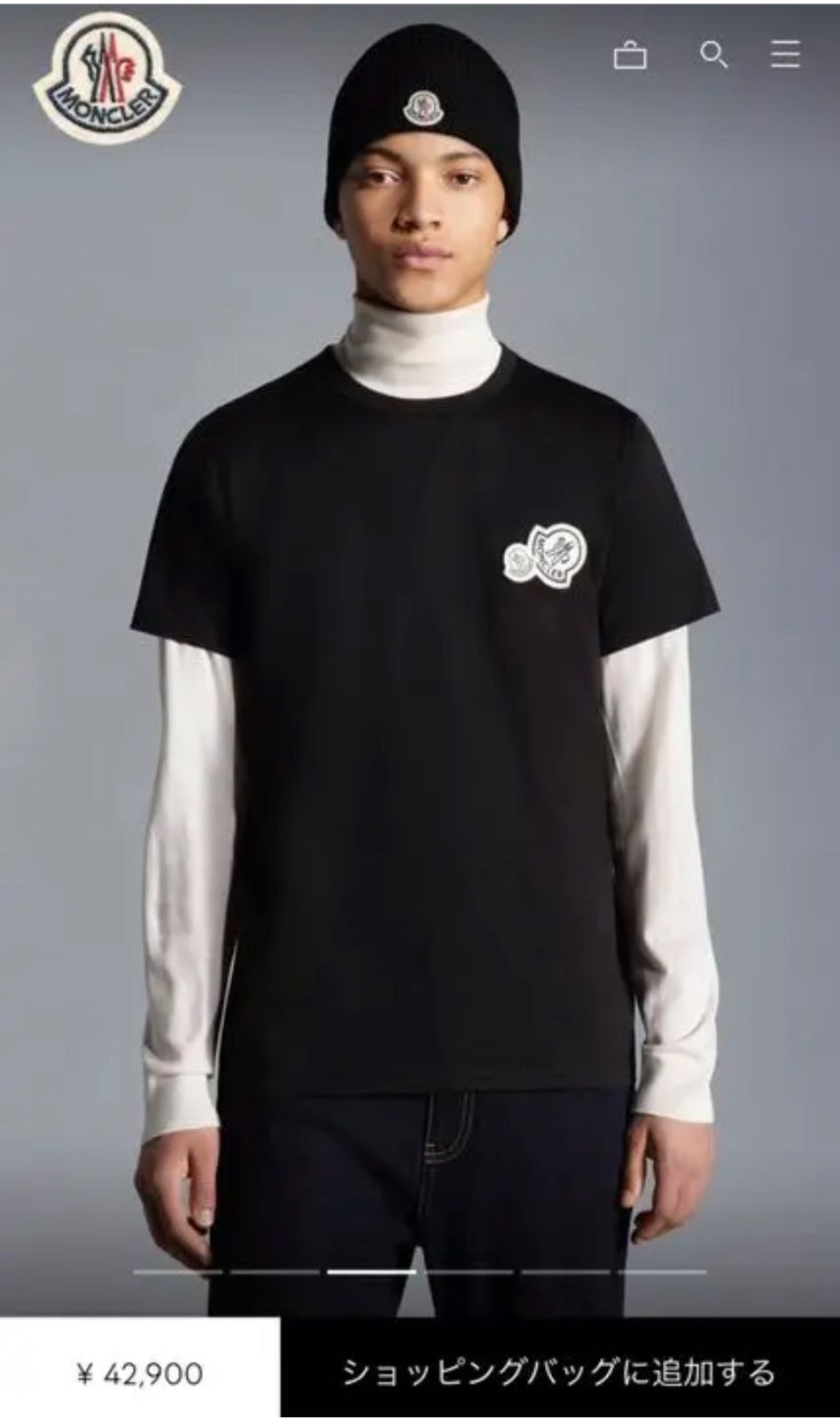 Moncler ダブルワッペン TシャツBlack - メルカリ