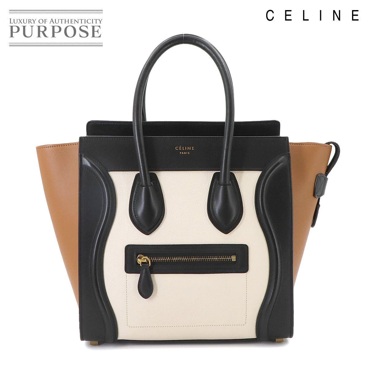 セリーヌ CELINE ラゲージ マイクロショッパー ハンド バッグ レザー ブラック ベージュ ブラウン 167793 Luggage Micro  Shopper 90233293 - メルカリ