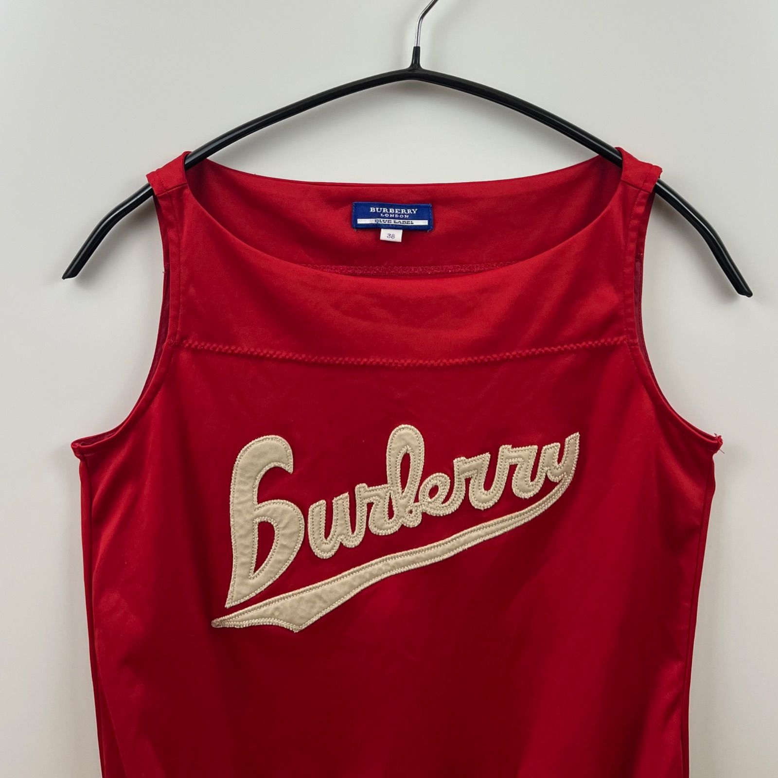 BURBERRY BLUE LABEL 00s y2k poly tanktop 38 バーバリー