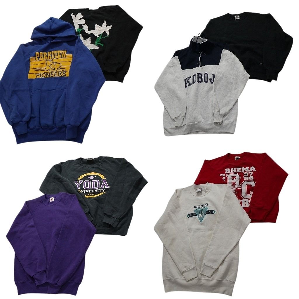 古着卸 まとめ売り スウェット 8枚セット メンズ M ラッセル フーディー フーディー カレッジ風 古着 NC3940