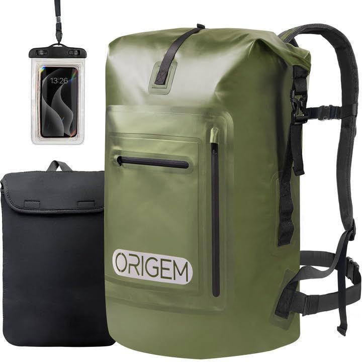 ドライバッグ 防水バッグ 35L|55L|85L Origem 大容量 完全防水 リュック 新型素材 折りたたみ式 防水 防塵 3色 登山 旅行 ハイキング アウトドア アーミーグリーン35L