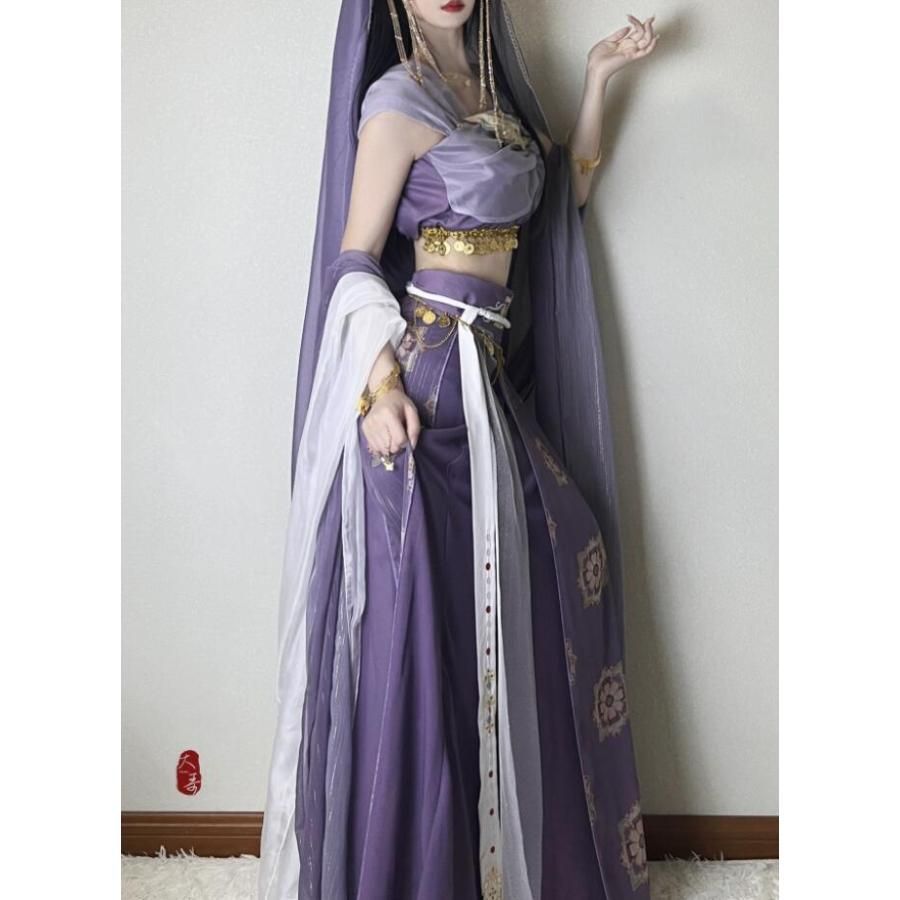 品質保証 ！ 中華コスプレ衣装 アラビアン衣装 敦煌古典舞踊ダンス衣装 チャイナ風 華流 コスチューム11点セット 古代 宮廷踊り ダンス衣裳 チャイナ服 CS01011BJ