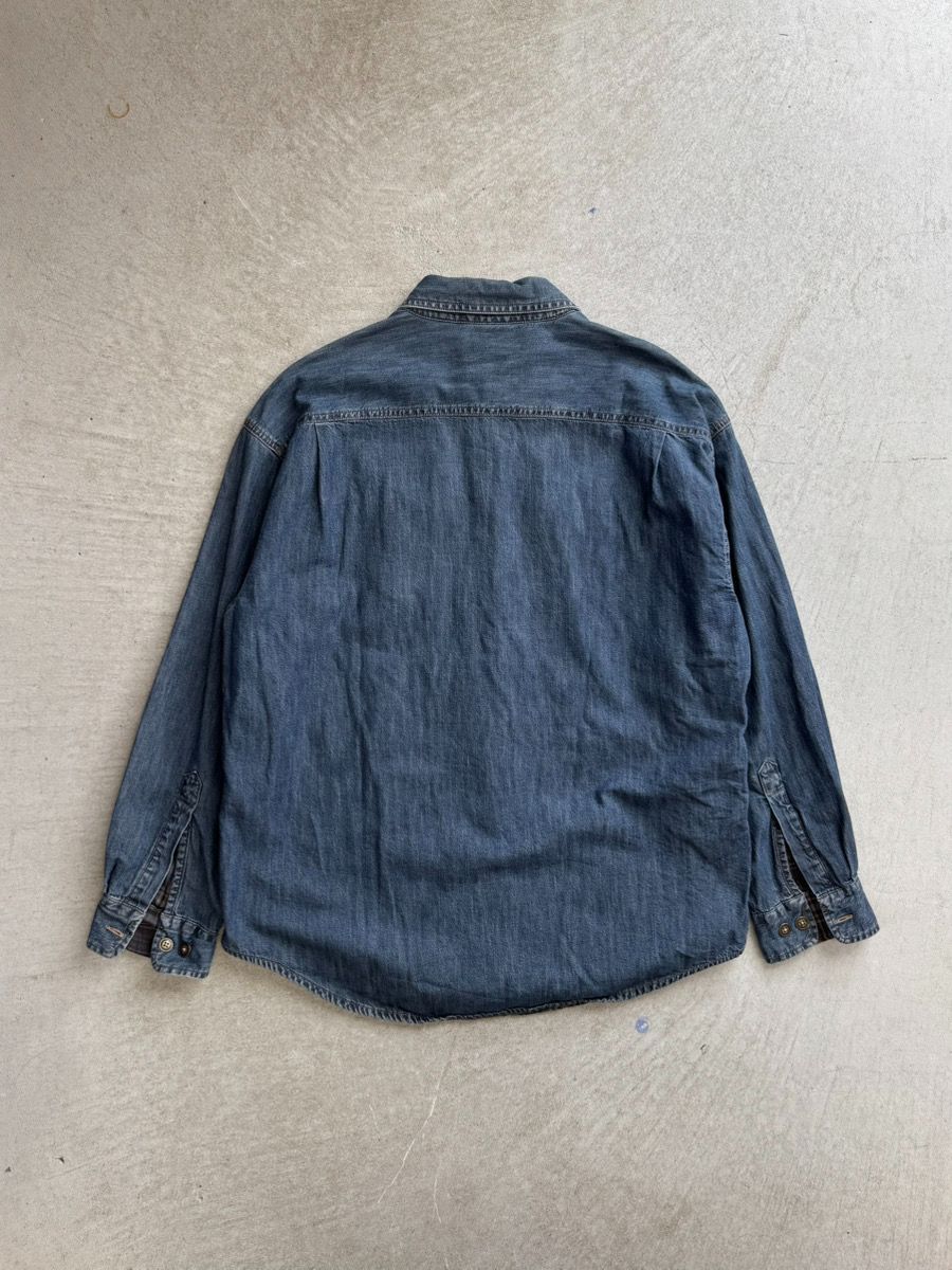 90s セントジョンズベイ 裏ネル デニムシャツ L ヘビネル