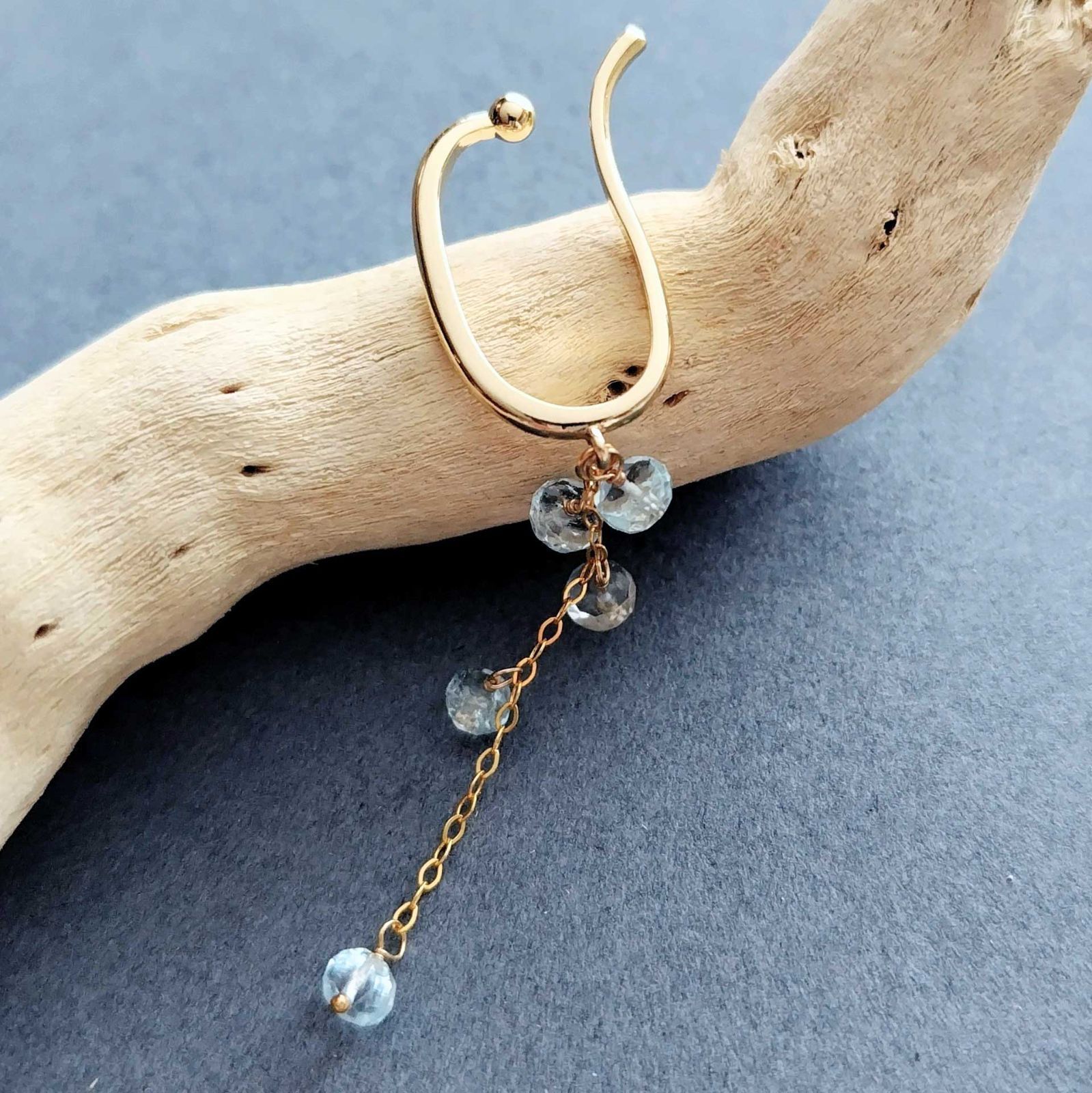 lotta　2点　アクアマリン 天然　ファセット　k14gf リング K14GF【aquamarine】アクアマリン・イヤーカフ(片耳用)［アクア