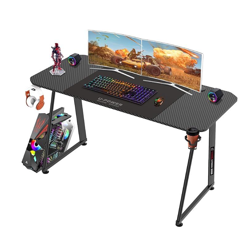 U-POWER ゲーミングデスク [日本メーカー監修] パソコンデスク 幅140cm×奥行60cm PCデスク 勉強机 ワークデスク 0
