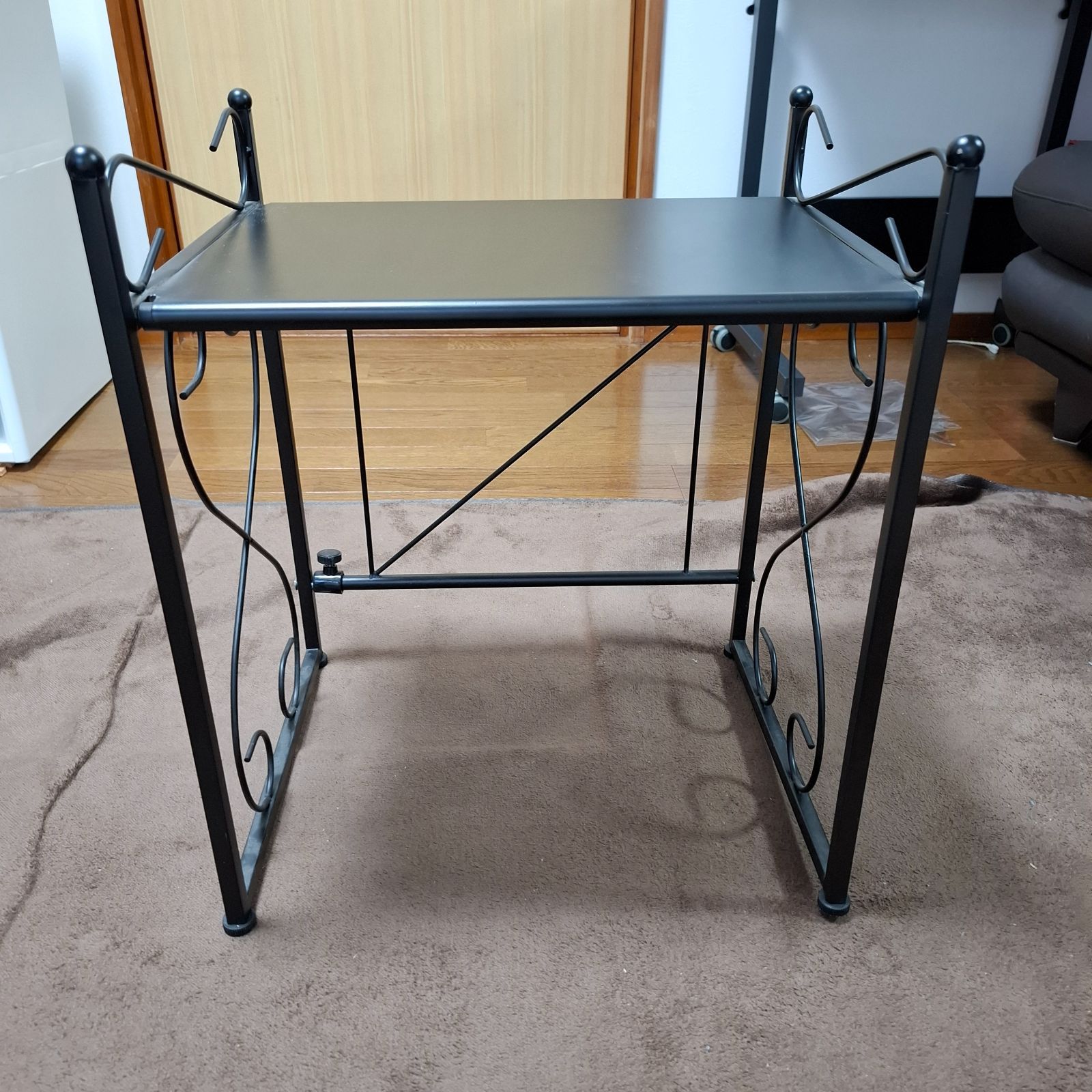 美品　レンジラック　伸縮式　黒　ブラック　ステンレス