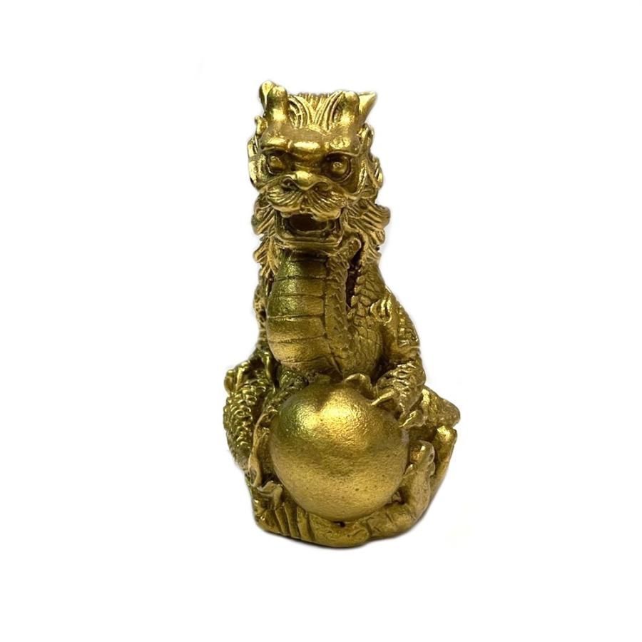 真鍮製 黄銅 オブジェ 龍 ドラゴン 竜 座龍 4本爪 金運 真鍮 ゴールド