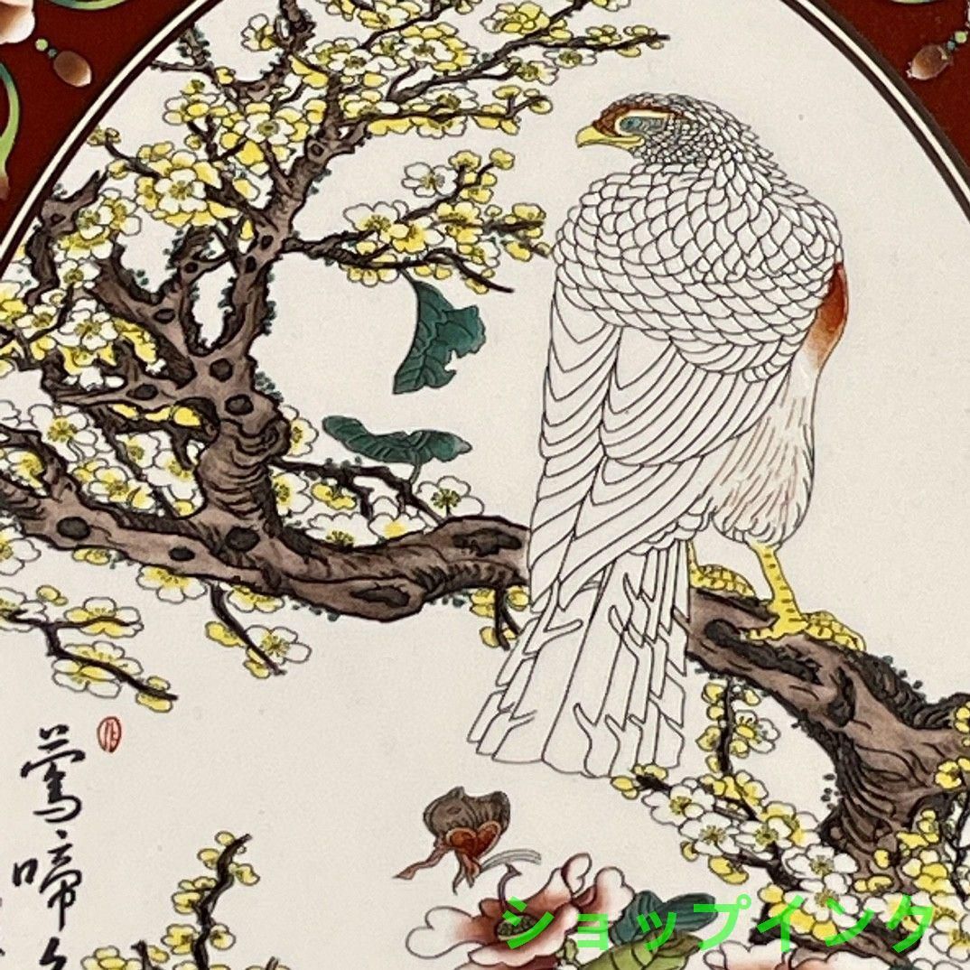 パステル蒔絵花鳥多稜天平球 装飾品 現代工芸品 美術品 置物 置き平目地 鷹に雀図 蒔絵香箱 [384] - 初音美術