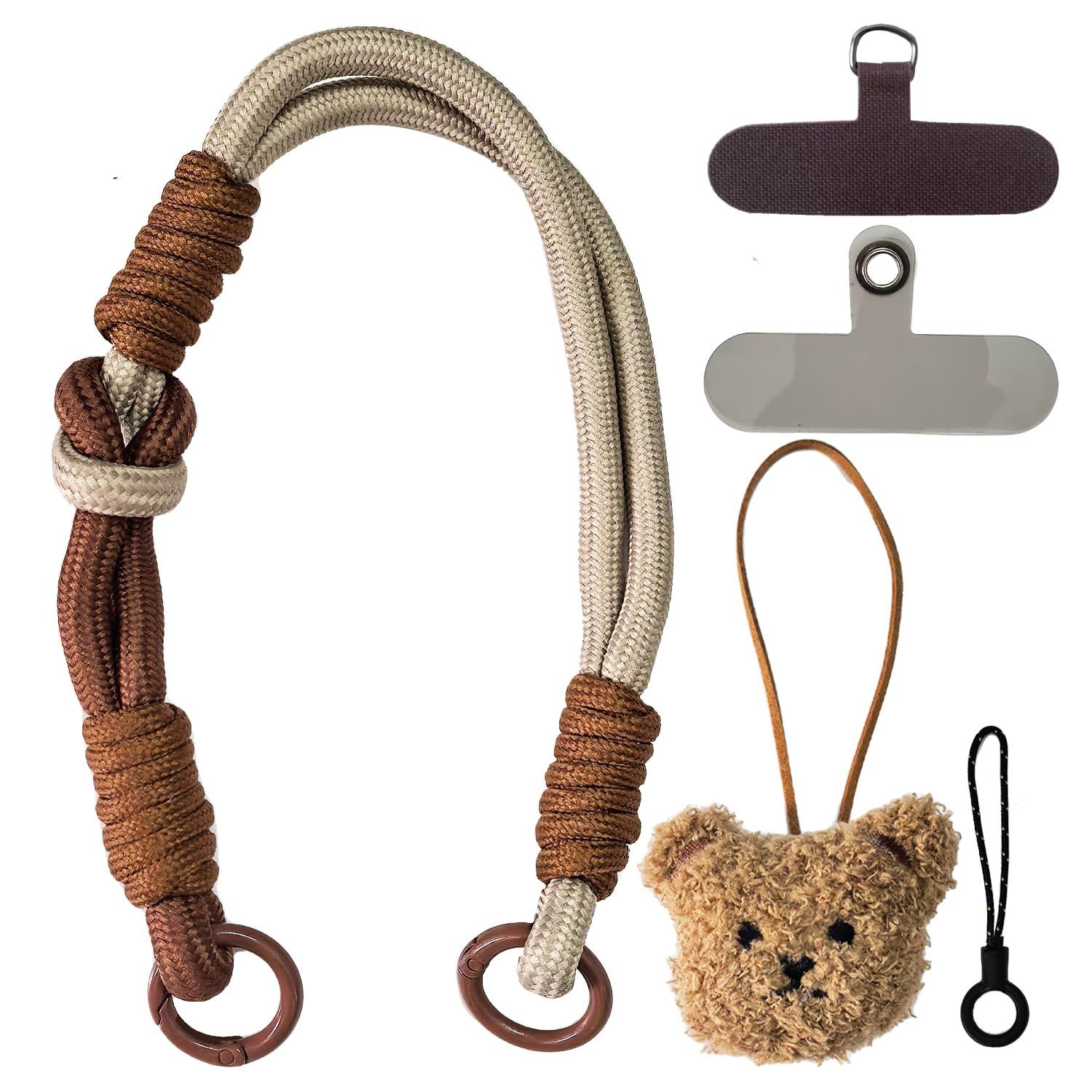 ストラップ ストラップ 携帯 iPhone バッグ ストラップ 対応 リストストラップ 太め 熊 ハンド ストラップホルダー付き 落下防止 スマホ 紛失防止 Android [Oumino] 全機種対応