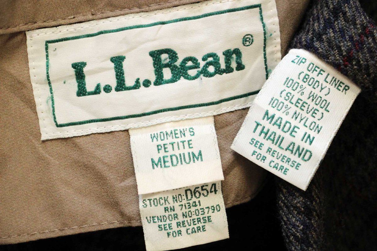 グレーブラウン系素材00s L.L.Bean チェック ウールライナー付き ...