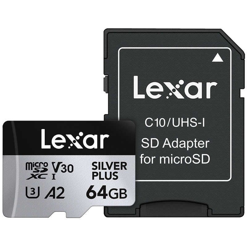 LEXAR microSDXCカード 64GB Professional SILVER PLUSシリーズ V30 UHS-I U3 A2 Class10 64GB LMSSIPL064G-BNANJ 未開梱