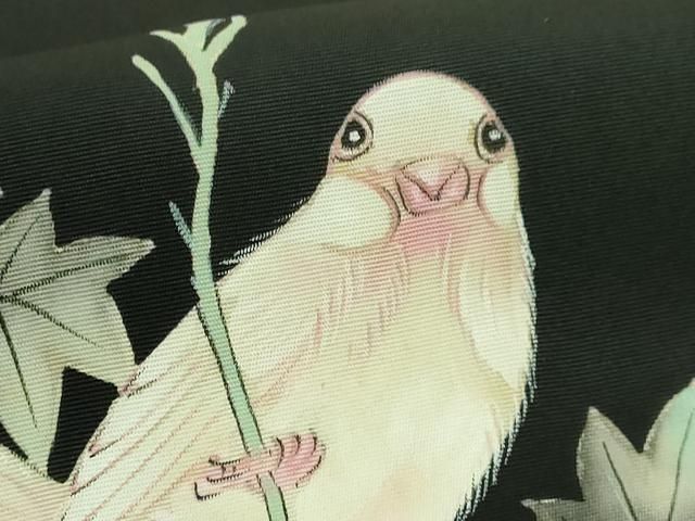 平和屋着物□極上 アンティーク 大正ロマン 塩瀬 九寸名古屋帯 手描き