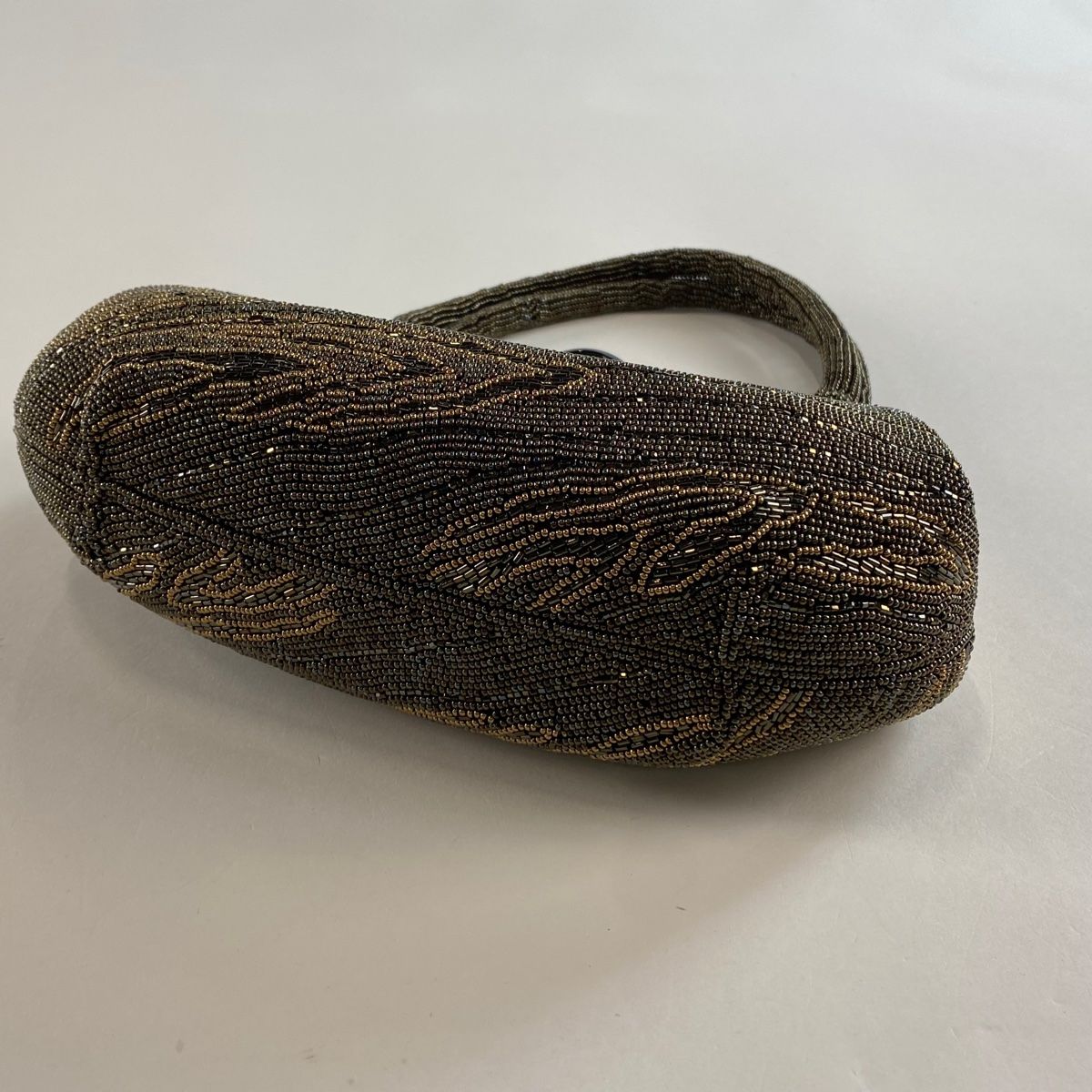 美品和装バッグ ビーズバッグ フォーマル ビーズ 和装小物 茶