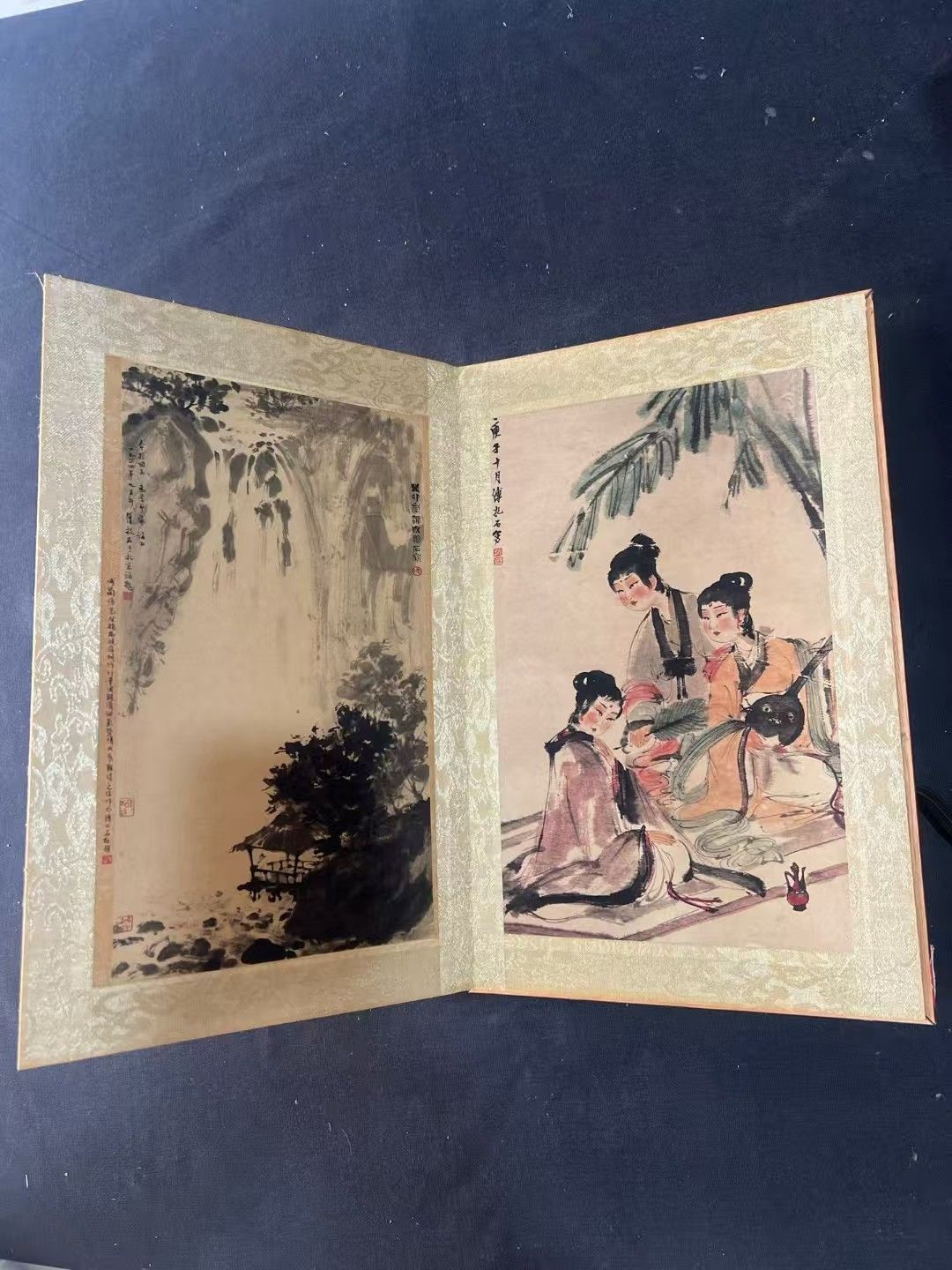 中国古美術 古蔵 傅抱石 短冊人物画 木を嵌める 手描き 書道品 観賞物 置物 収蔵品 中国骨董 190543