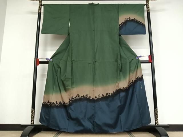 平和屋着物○上質な紬 木目文 正絹 逸品 AAAW4066np