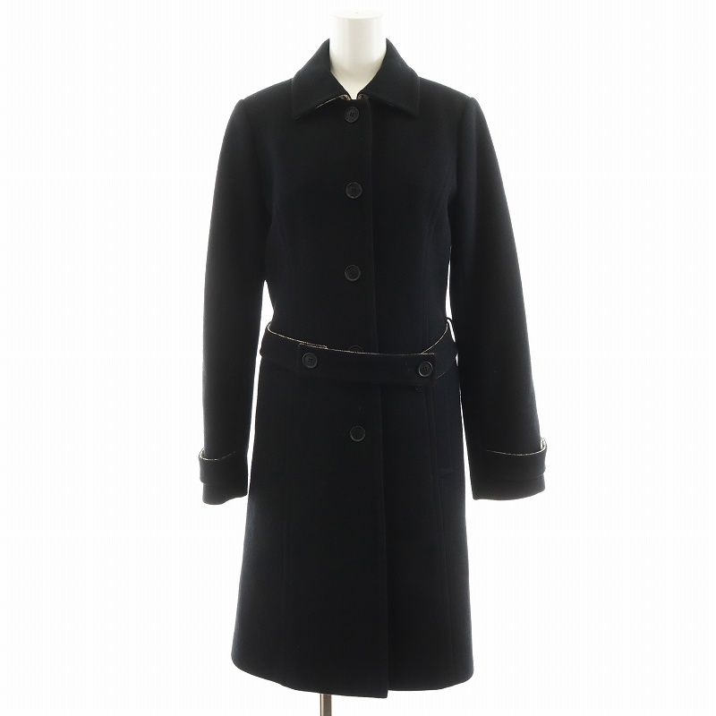 ダックス DAKS コート ロング丈 ウール アウター 40 黒 ブラック 54-441389 |AN29