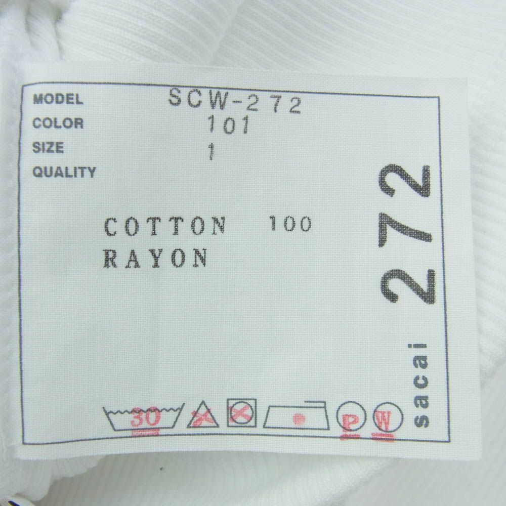 sacai - Sacai サカイ 25SS SCW-272 s Cotton Jersey Tank Top Sロゴ コットン ジャージー タンクトップ ホワイト系 1【新古品】【未使用】【中古】 Sacai サカイ 25SS SCW-272 s Cotton Jersey Tank Top Sロゴ
