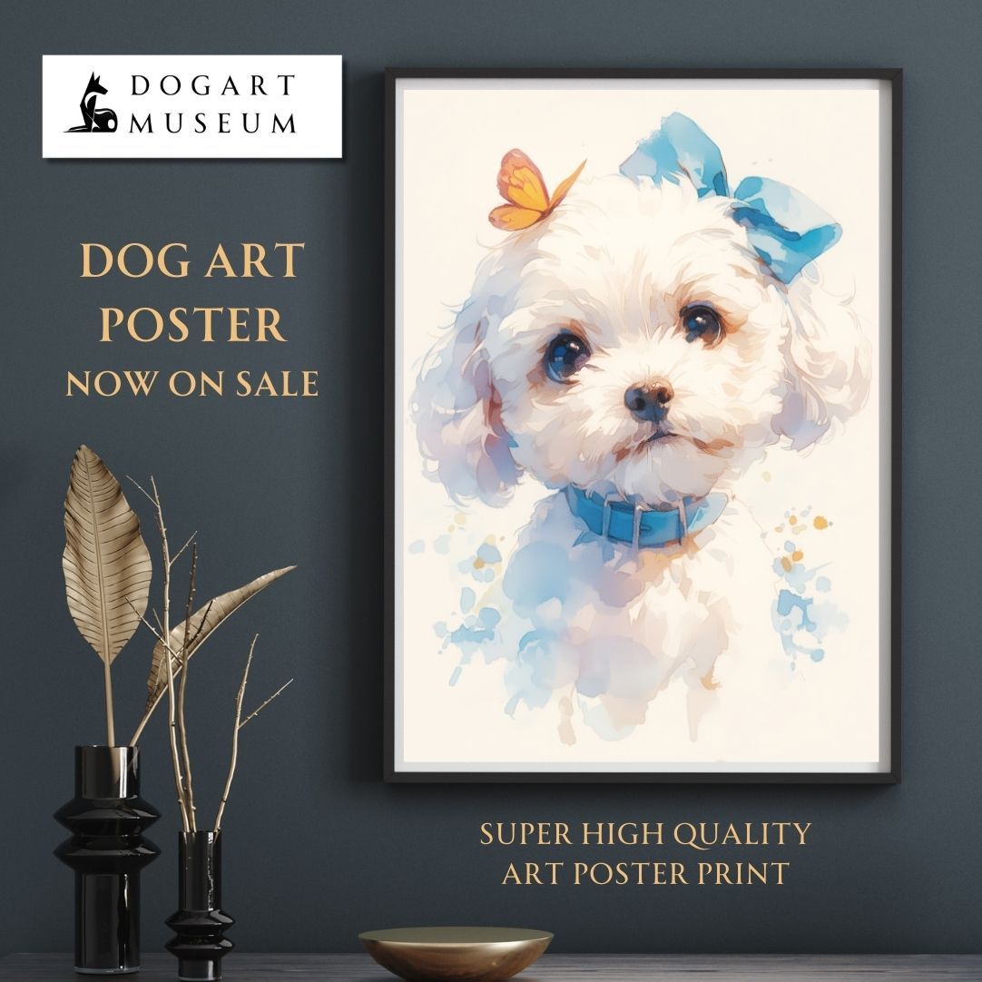 蝶犬戯舞 - マルプー犬の子犬 No.1】ジークレー版画＊名入れOK！春・蝶