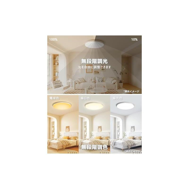 Coizabera LEDシーリングライト 10畳 45W 4900lm 調光調色 常夜灯モード メモリー タイマー 照明器具 照明天井 ledライト 電気 蛍光灯 リモコン・スマホ操作 薄型 シーリングライト 12畳 寝室/リビン