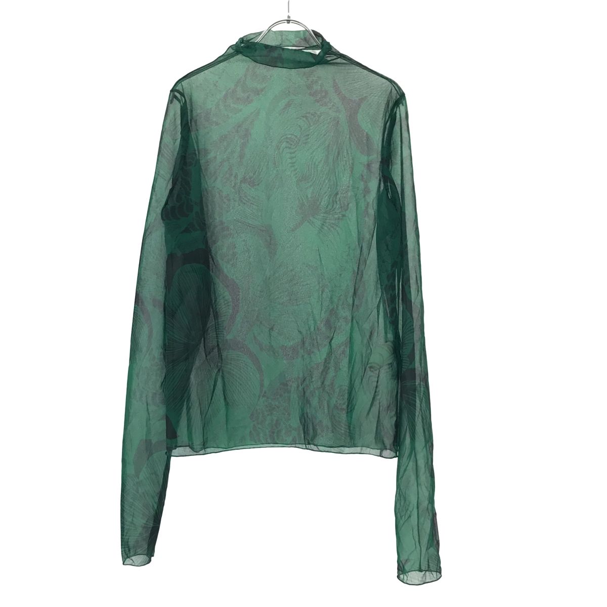 【near.nippon】シアーハイネックトップス サイズ38 モスグリーン 緑 near.nippon ニアーニッポン 22AW 総柄 ハイネックシアー