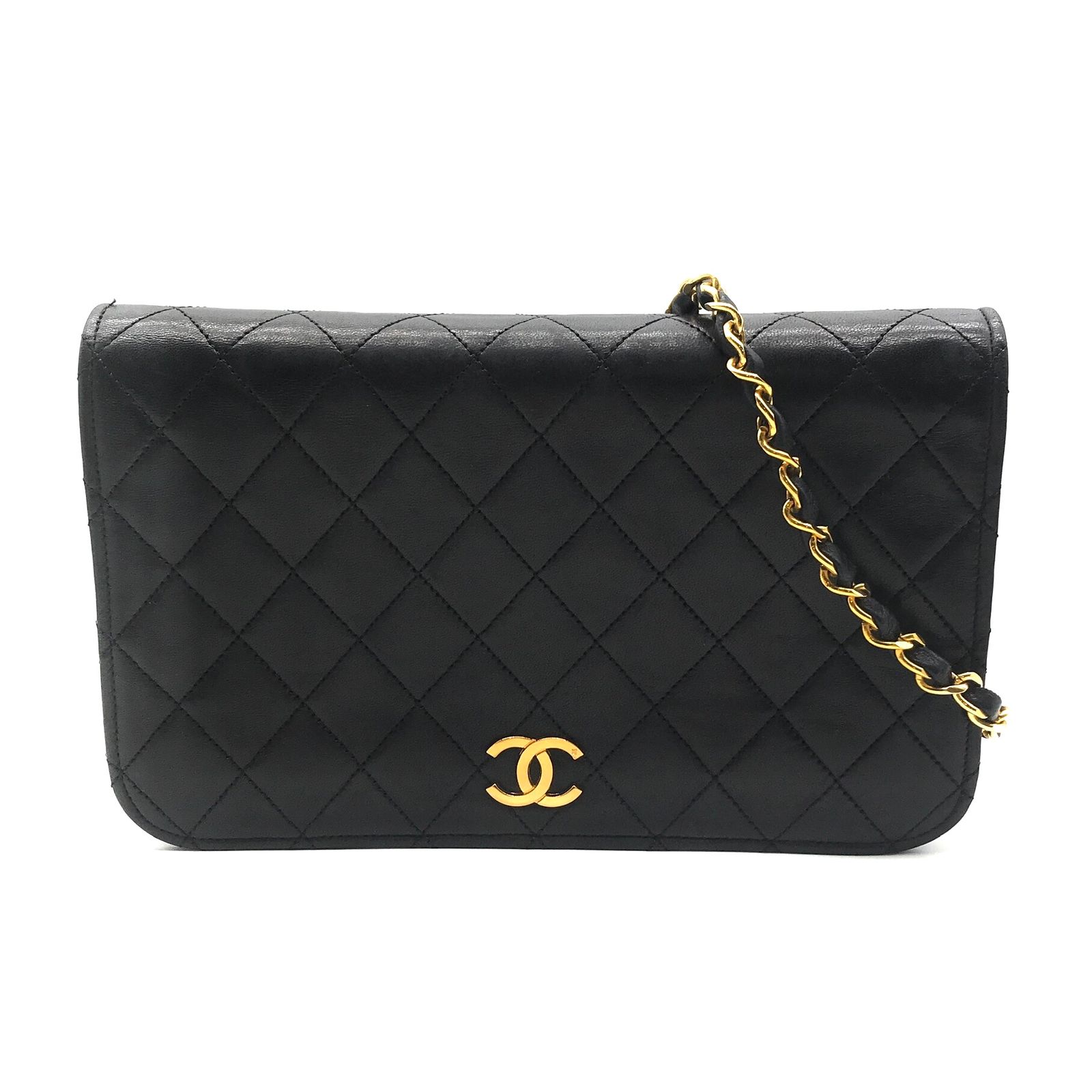 CHANEL シャネル ココマーク マトラッセ ラムスキン フルフラップ チェーン ショルダー バッグ ブラック 良品 a2448 - メルカリ