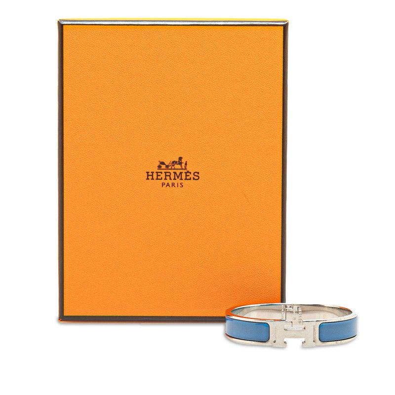 エルメス クリッククラックH PM シルバー ブルー メタル レディース HERMES【222-58761】