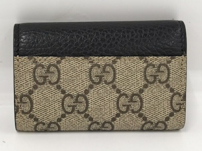 GUCCI GGマーモント 6連 キーケース ゴールド金具 GGスプリーム レザー PVC ブラック ベージュ 456118 - メルカリ