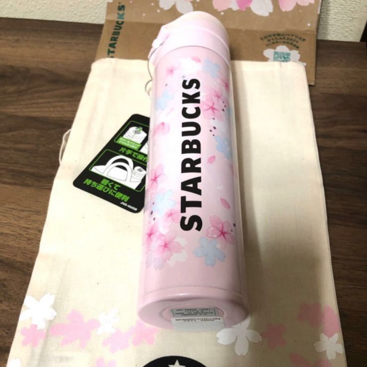 残1 新品 スタバ SAKURA ワンタッチステンレスボトルブライト 450ml 