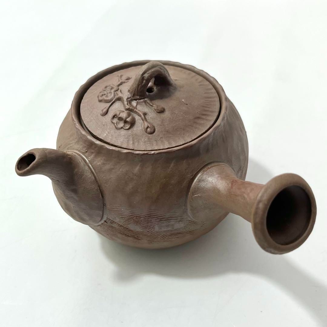 (す36)朱泥横手急須 梅細工 昭和民芸 常滑焼 茶道具 手捻り 煎茶器 す36)朱泥横手急須 梅細工 昭和民芸 常滑焼 茶道具 手捻り 煎茶