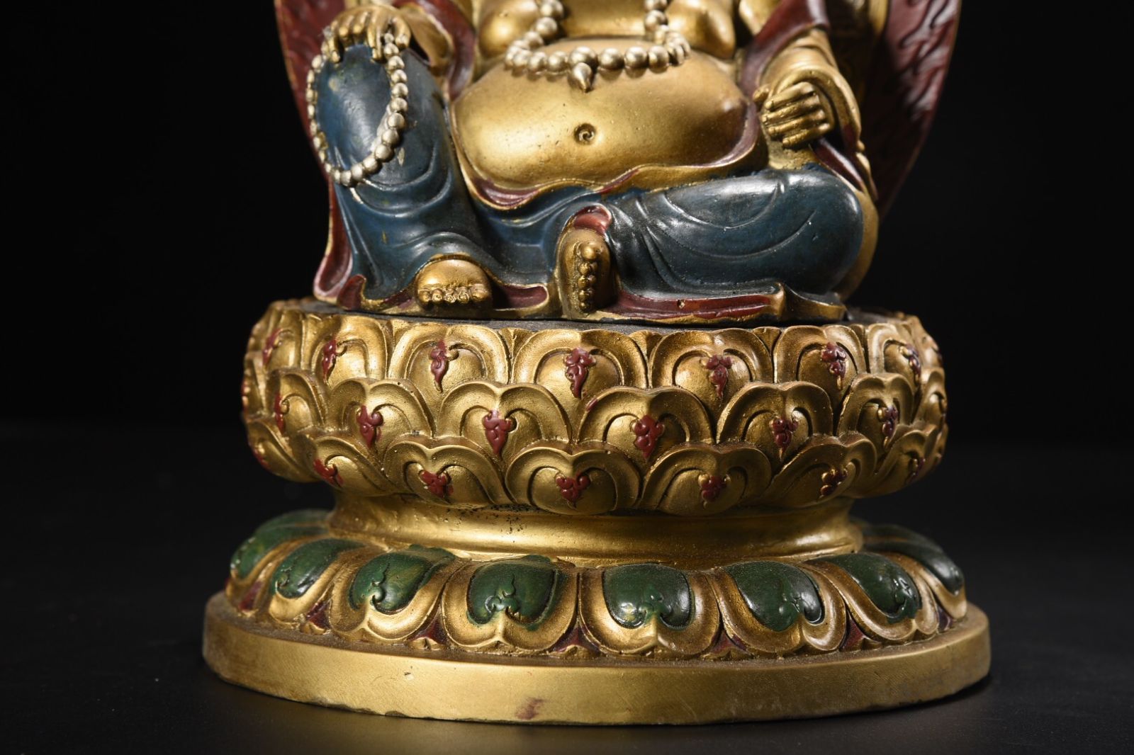 旧家蔵出し 銅製 金鍍 彩繪 彌勒仏 仏像 仏教古美術 密宗密教 供養品 
