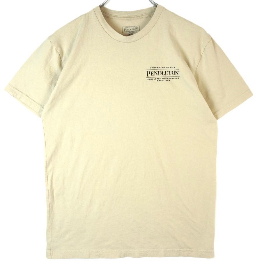 ペンドルトンPendleton半袖Tシャツ両面プリントフロントワンポイントロゴプリントベージュコットンvintageヴィンテージ40319
