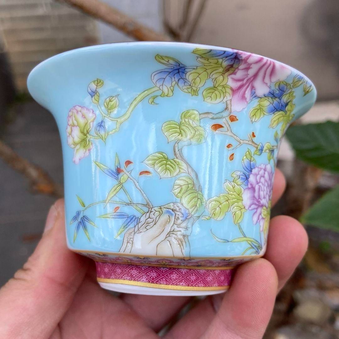 景徳鎮 青花竜紋三才蓋碗 茶碗 湯飲み煎茶器 新品未使用 パステル花柄三才蓋碗 湯飲み 茶碗煎茶道具 未使用品 景徳鎮 青花