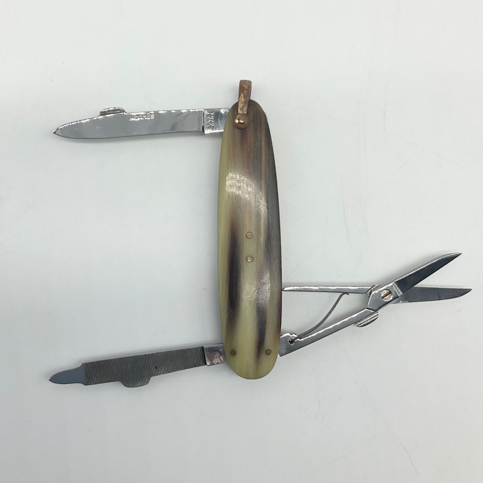● HERMES エルメス マルチツール ナイフ ハサミ バッファローホーン ヴィンテージ ABランク 10_61
