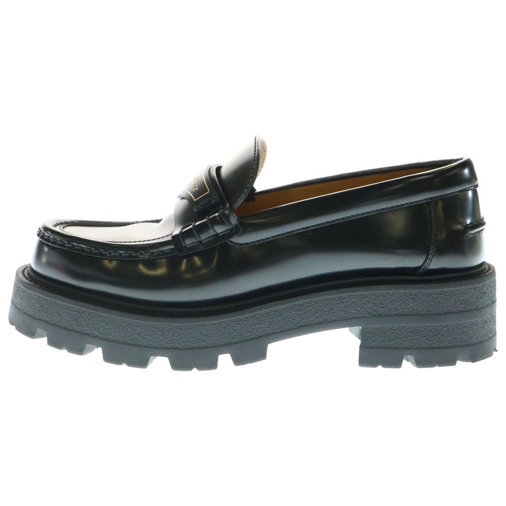 Christian Dior クリスチャンディオール ロゴパッチ プラットフォーム 厚底 ローカットシューズ ローファー ブラック レディース KDB862ACA900365