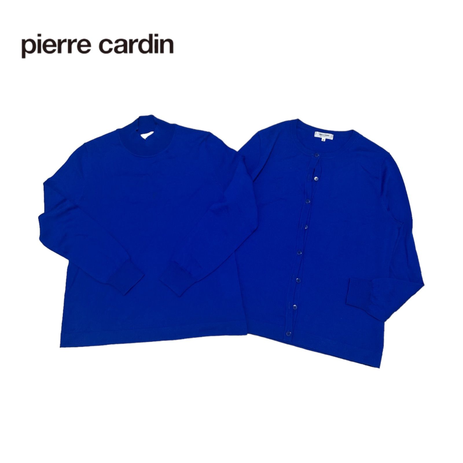 699◯ pierre cardin アンサンブル ブルーニット カーディガン42 秋冬