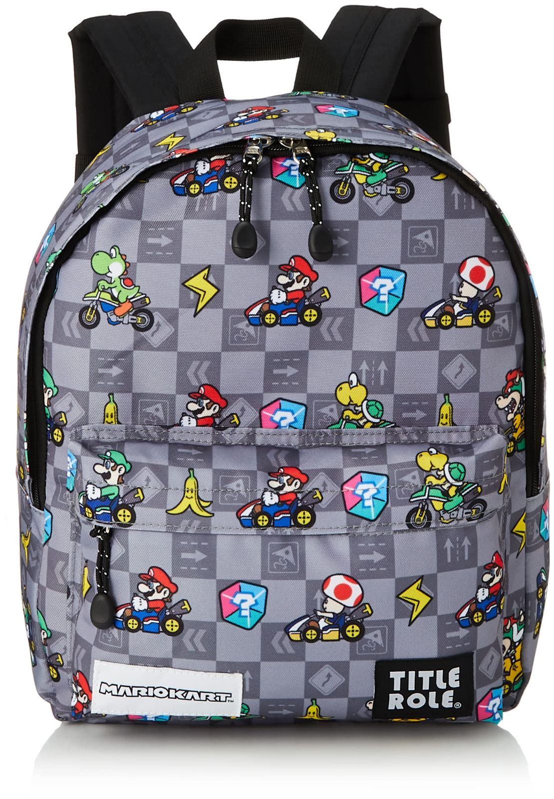 Color ブラック タイトルロール リュック マリオカート キッズ マリオ ルイージ グッズ 大容量 B5収納 ブラック F