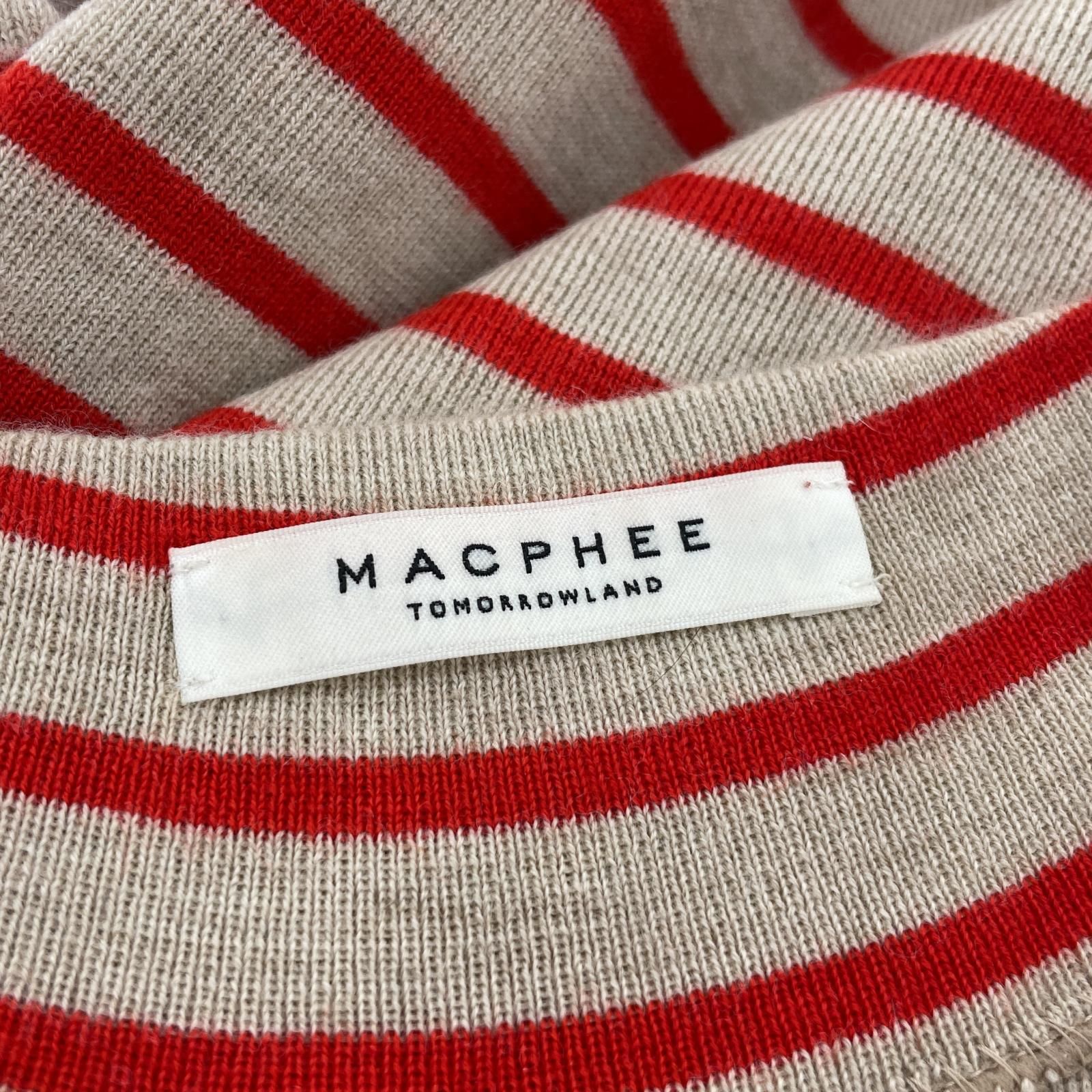 MACPHEE マカフィー ボーダーニット sizeS/ベージュ×レッド レディース