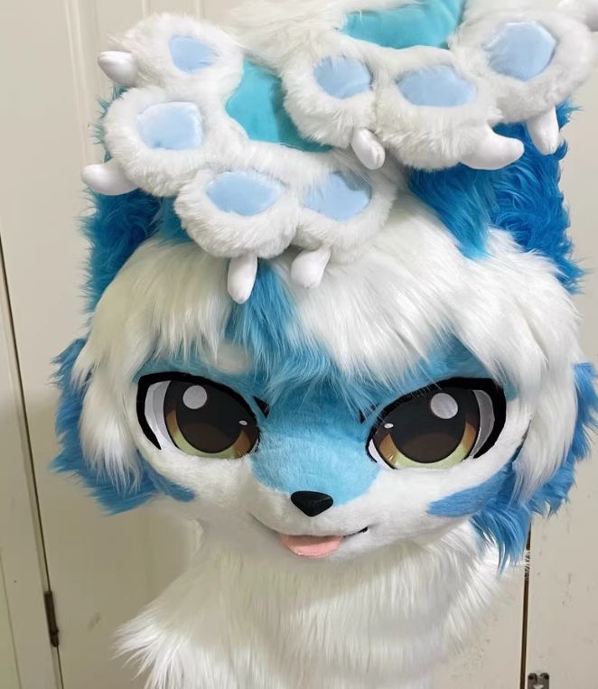 ファースーツ 着ぐるみセット NO.144 青 ブルー 犬 ケモノ ファースーツ 全頭ヘッド ぬいぐるみ コスプレ コスチューム