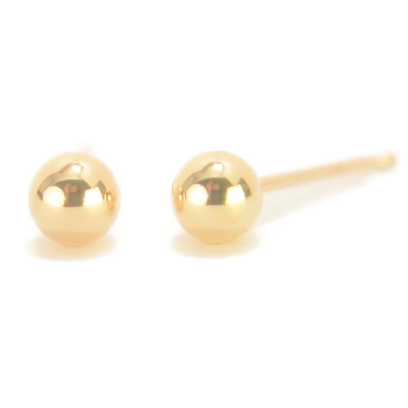 K10イエローゴールド 丸玉ピアス 4mm ボールピアス 10金 1ペア両