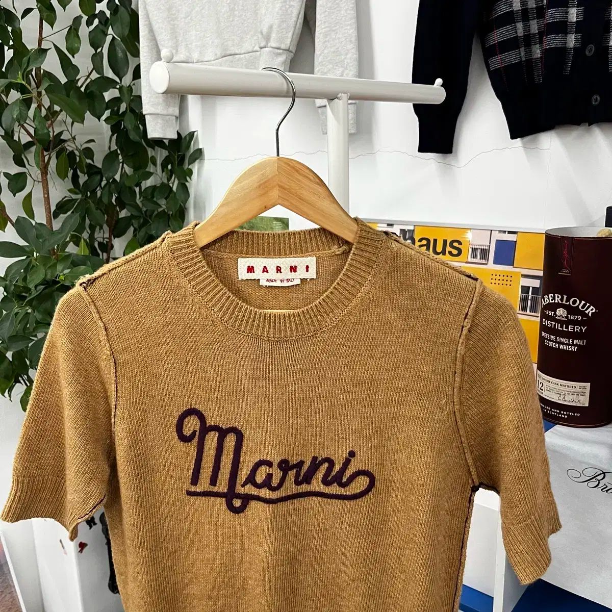 マルニMARNI カシミヤVネック半袖ニット グレー40 | DCブランド