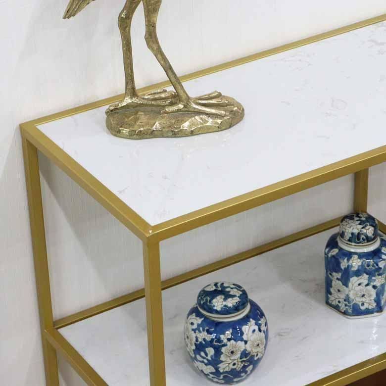 コンソールテーブル アイアン 大理石 ホワイト ディスプレイスタンド 棚付き コンソールテーブル アイアン 大理石 ホワイト ディスプレイ