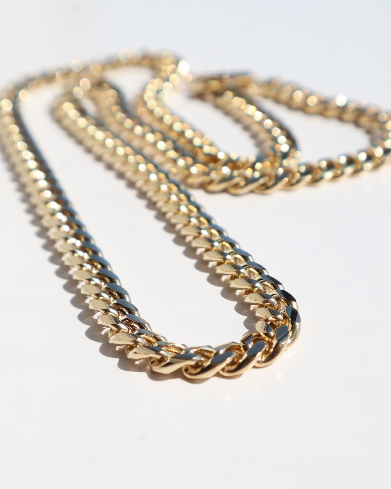 gold color chunky 喜平 gourmette chain vintage necklace K18GP 