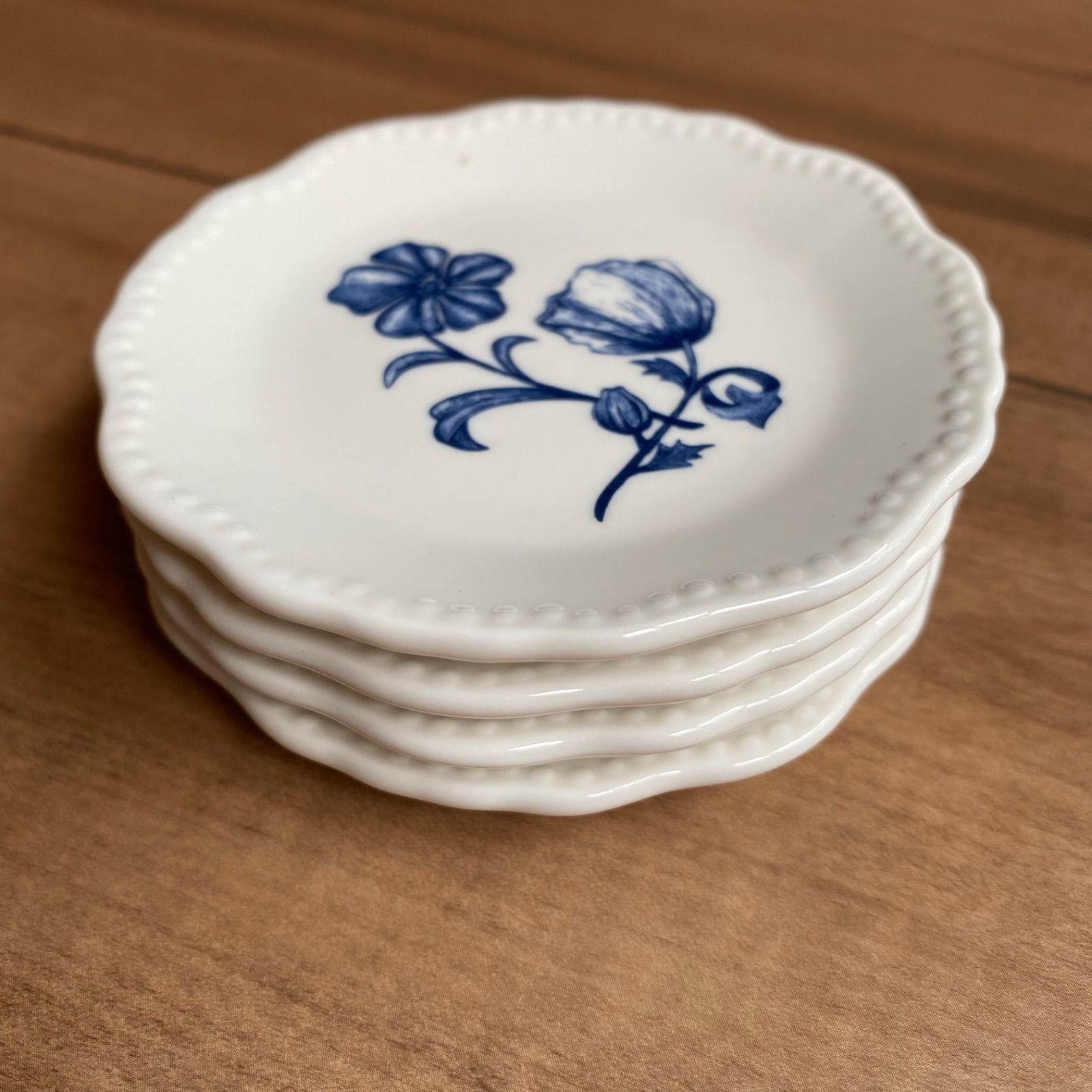新品 4枚セット アンティークプレート 花 ブルー 小皿 豆皿 - メルカリ
