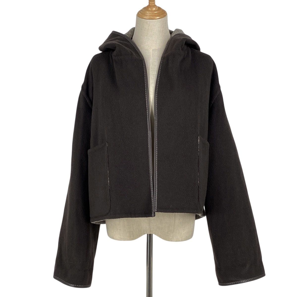 エルメス HERMES リバーシブル ショートコート フード コート