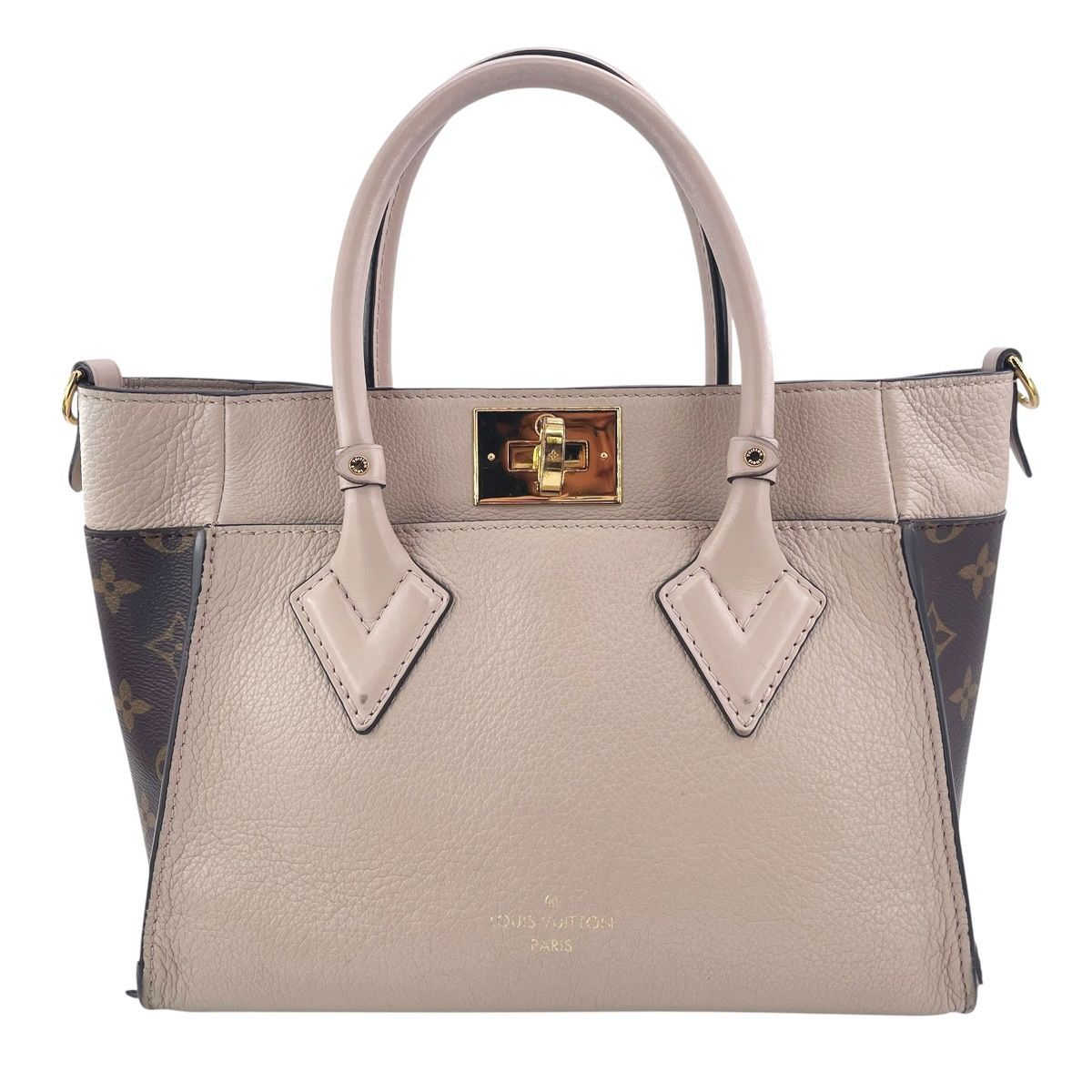 LOUIS VUITTON ルイ ヴィトン オンマイサイド PM M57729 モノグラム･キャンバス カーフレザー ベージュ レディース ハンドバッグ 25020459 RD