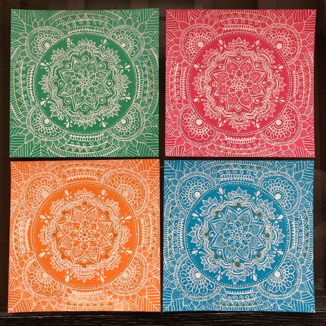 開運マンダラアート原画☆白ペン曼荼羅ミニアート - メルカリ