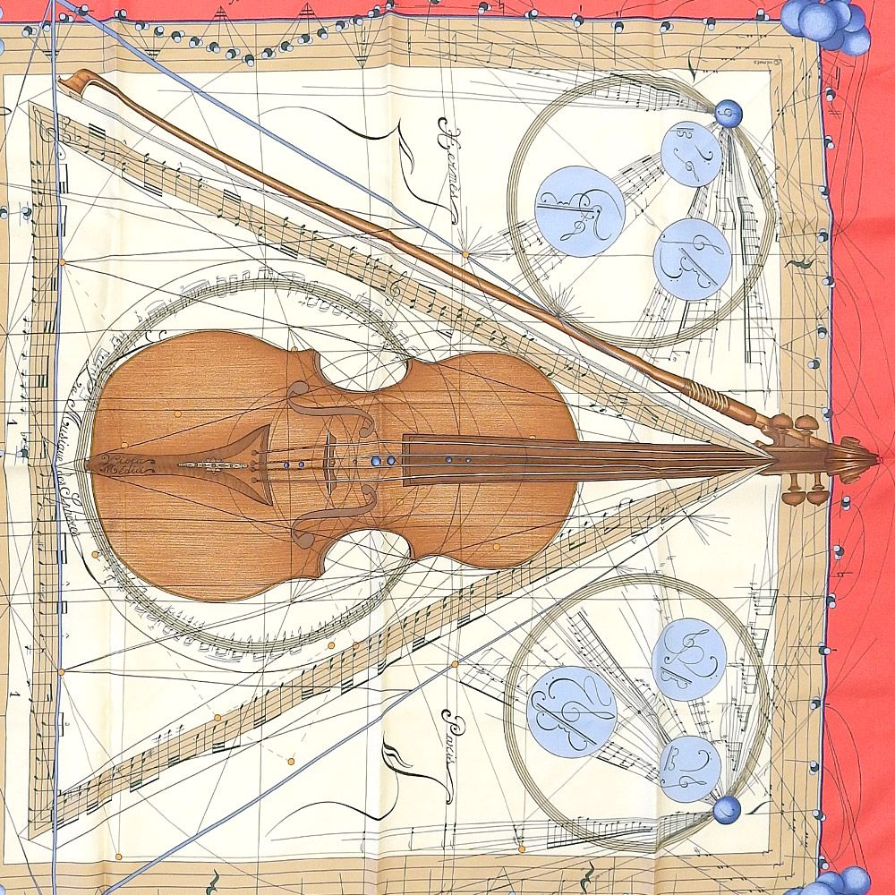希少✨美品✨ HERMES エルメス　球体が奏でる音楽　ヴァイオリン　ピンク HERMES エルメス 希少 カレ90 La Musique des Spheres 球体が